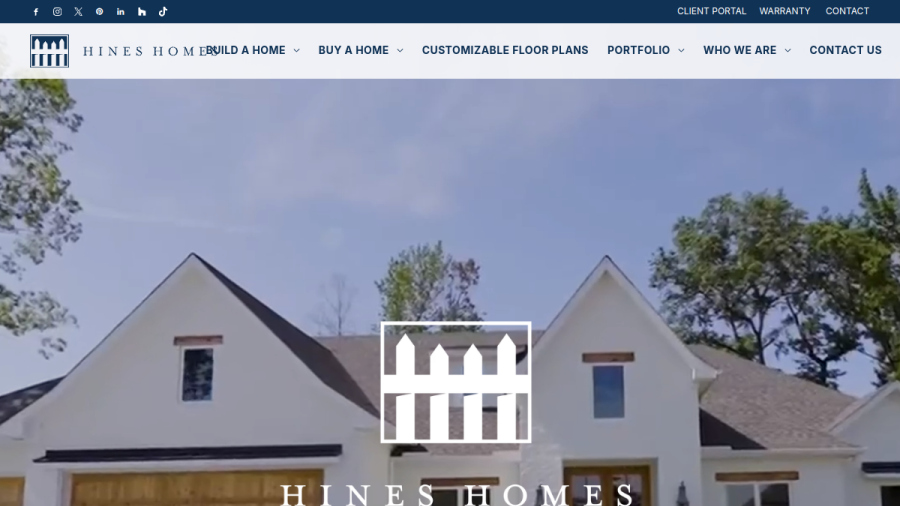 Website screenshot of Hines Homes