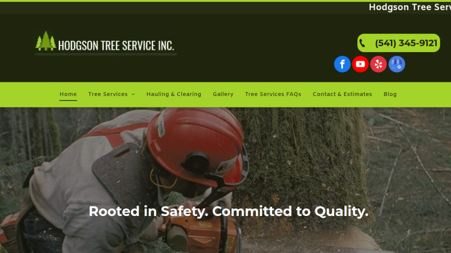 Screenshot of the Hodgson Tree Service Inc. website