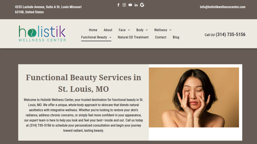 Website screenshot of Holistik Wellness Center
