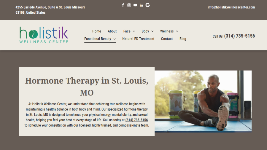 Holistik Wellness Center website screenshot