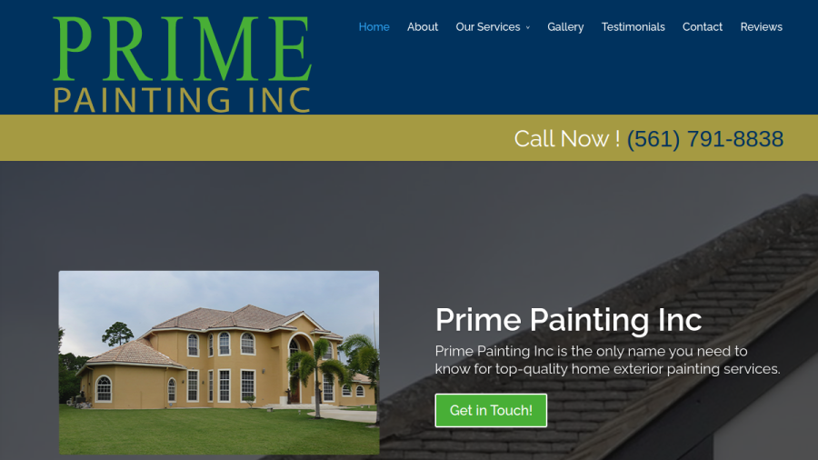 Screenshot of Prime Painting Inc. website
