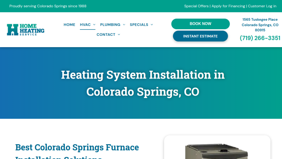 Screenshot of the Home Heating Service, Inc. website