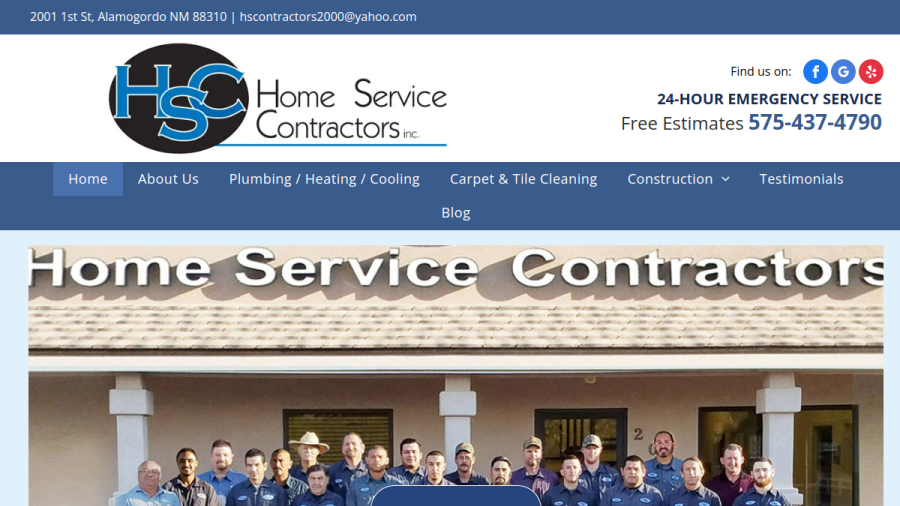 Screenshot of the Home Service Contractors website