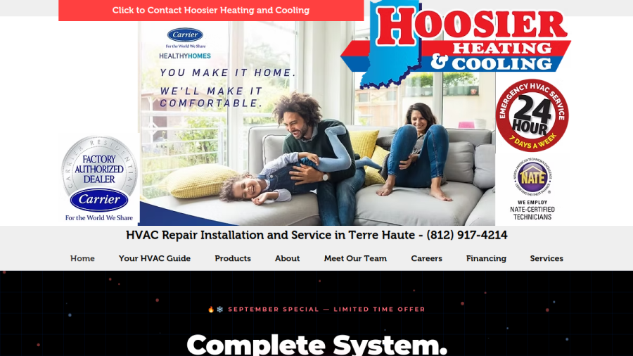 Hoosier Heating & Cooling website