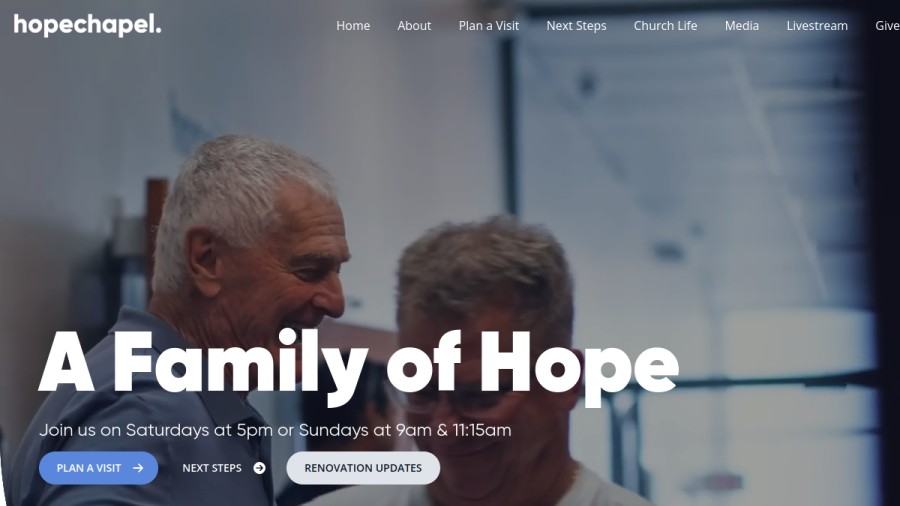 Screenshot of Hope Chapel Christian Church website
