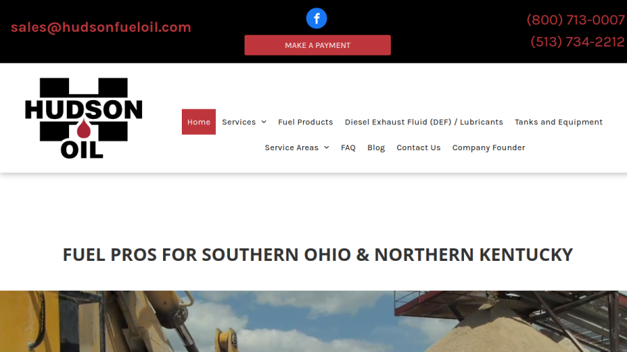 Screenshot of Hudson Oil website