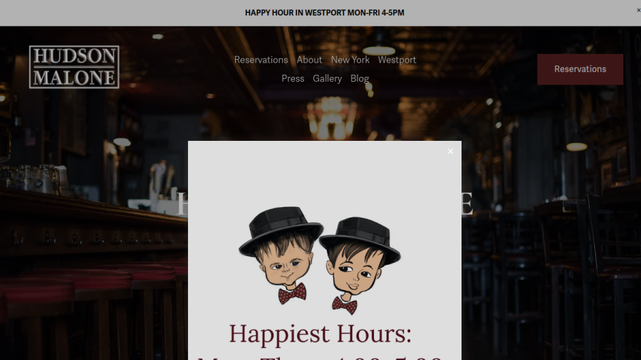 Screenshot of the Hudson Malone: A New York Joint website