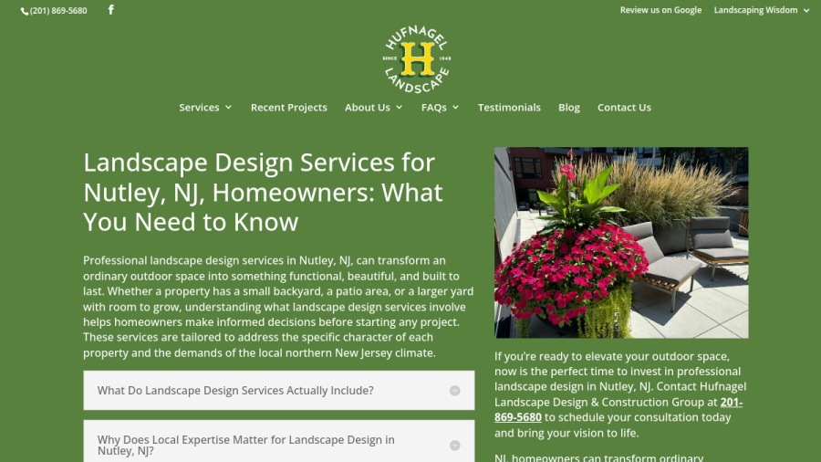 Hufnagel Landscaping, Inc. website