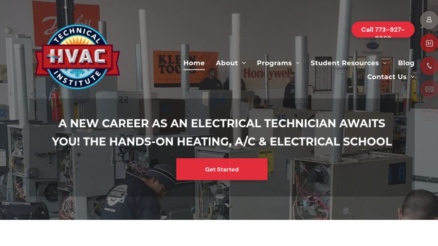 Screenshot of the HVAC Technical Institute website
