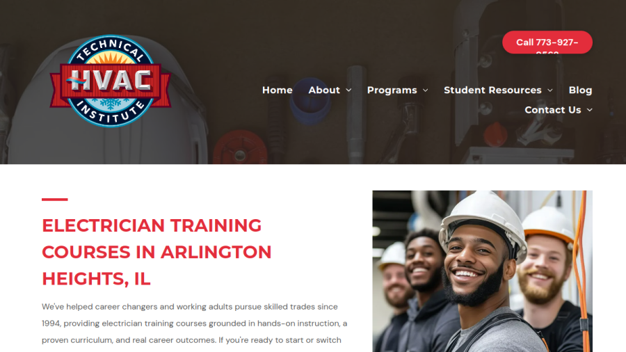 Screenshot of the HVAC Technical Institute website
