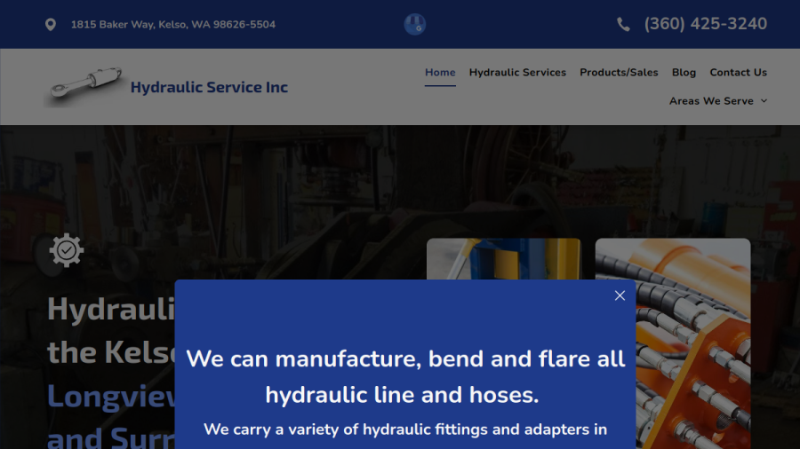 Screenshot of the Hydraulic Service Inc. website