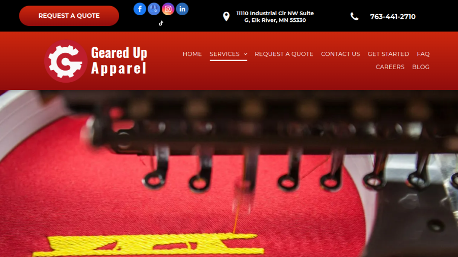 Geared Up Apparel website