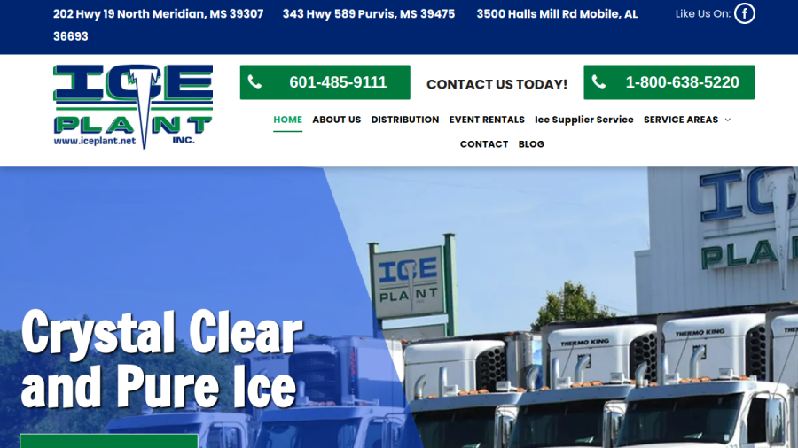 Screenshot of the Ice Plant Inc website