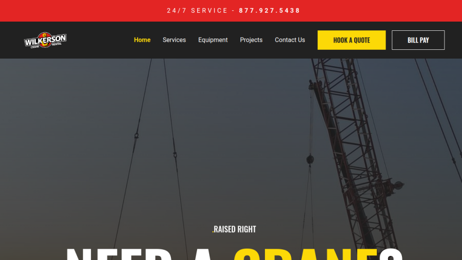 Screenshot of the Ideal Crane website