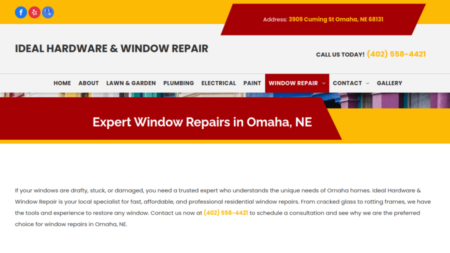 Ideal Hardware & Window Repair website