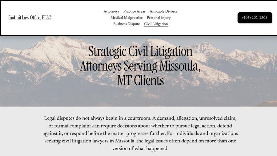Screenshot of the Inabnit Law Office, PLLC website