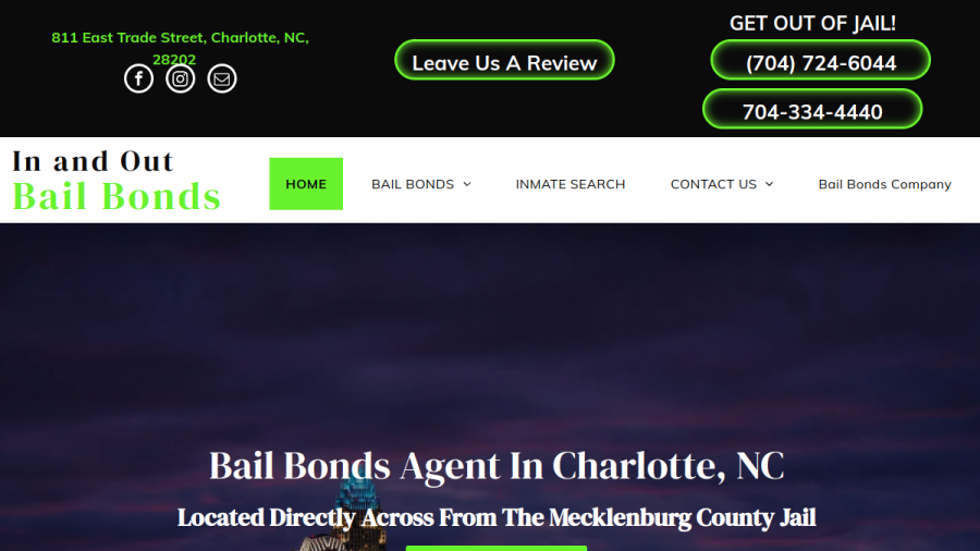 In and Out Bail Bonds website screenshot