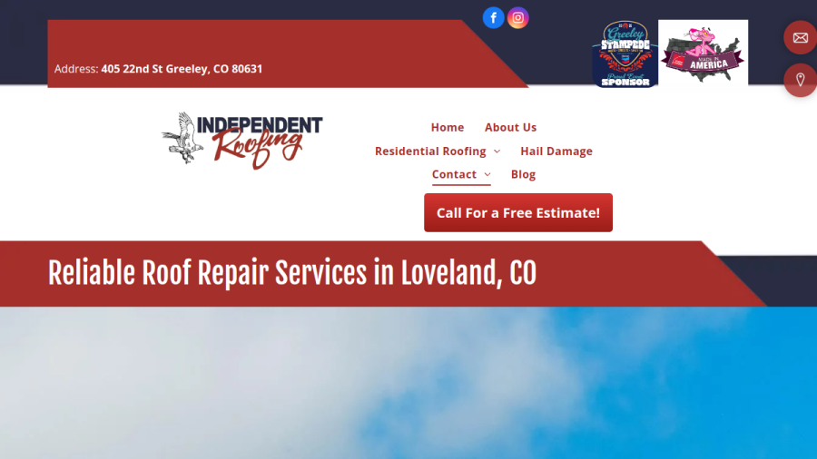 Screenshot of Independent Roofing Inc website