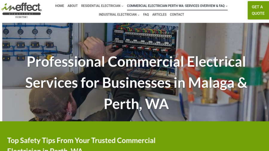In Effect Electrical Pty Ltd website