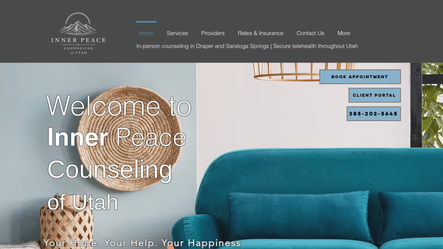 Screenshot of the Inner Peace Counseling Of Utah website