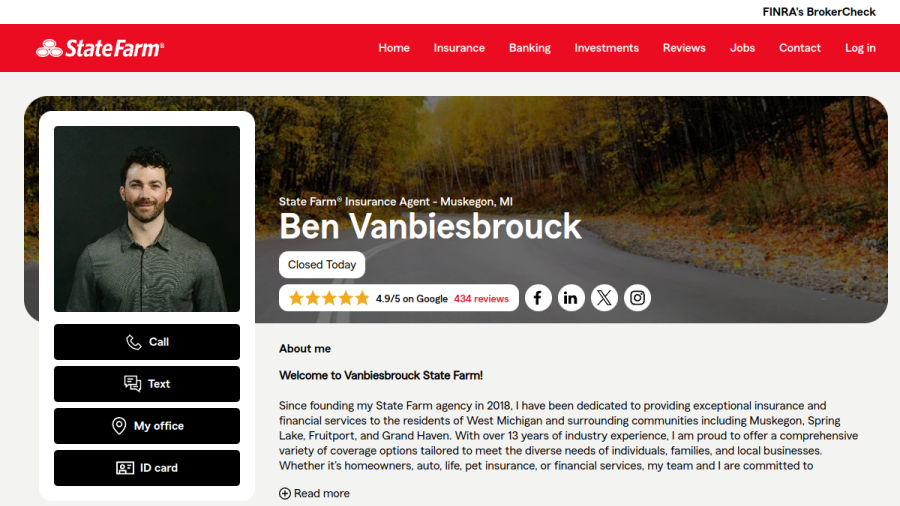 Ben Vanbiesbrouck - State Farm Insurance Agent website