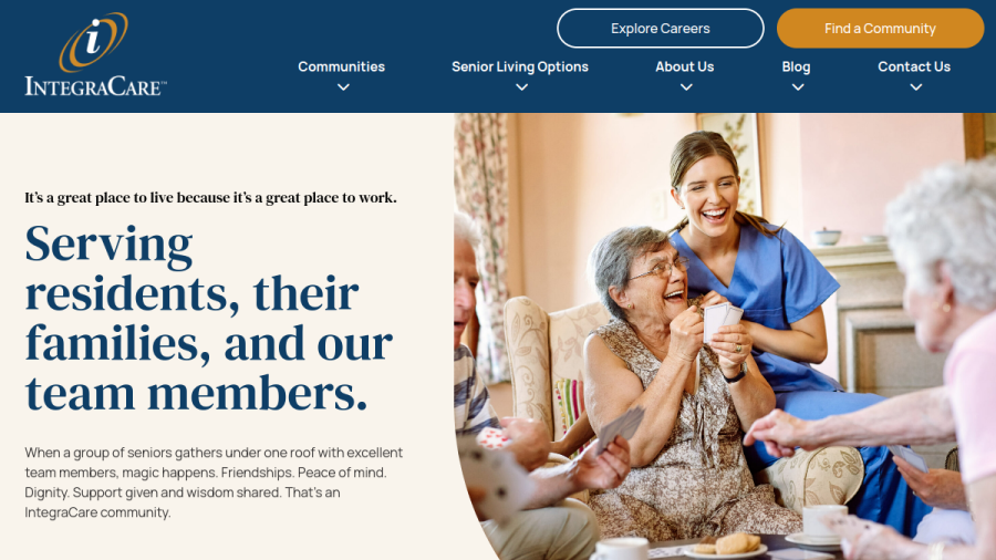 Screenshot of the Integracare - The Woods at Cedar Run website