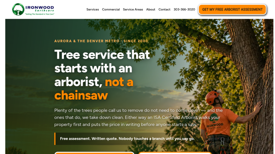Screenshot of Ironwood Earthcare website