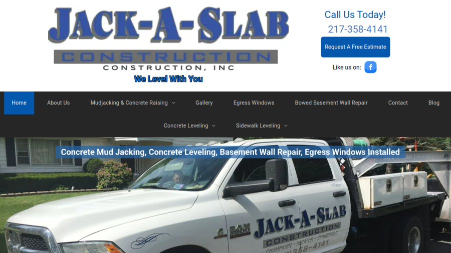 Screenshot of the Jack-A-Slab Construction Inc website