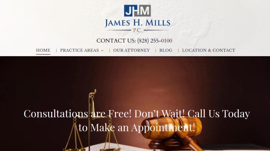 Screenshot of The Law Office of James H Mills website