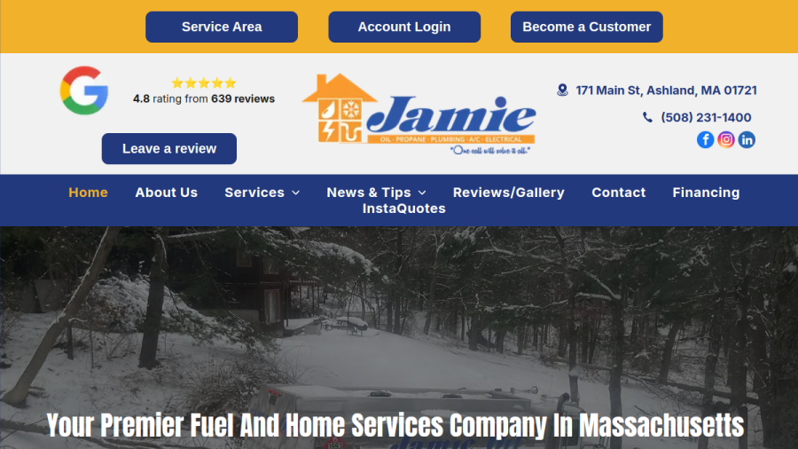 Screenshot of the Jamie Oil website