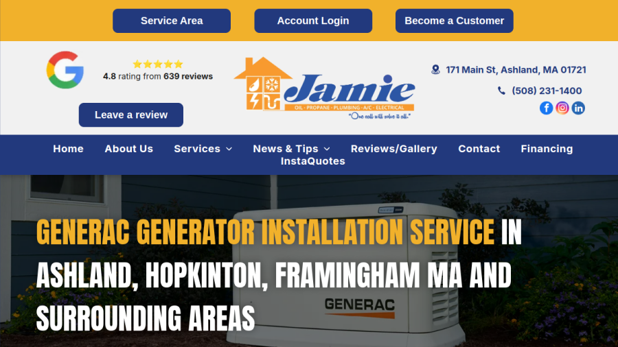 Screenshot of the Jamie Oil Inc. website