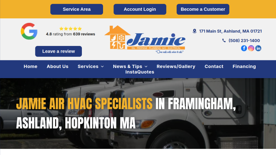 Jamie Oil website screenshot