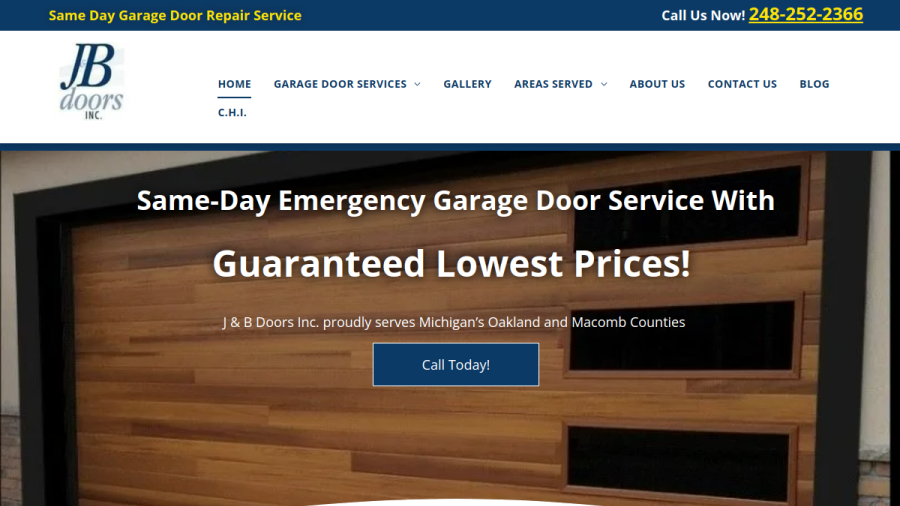 Screenshot of J & B Doors website