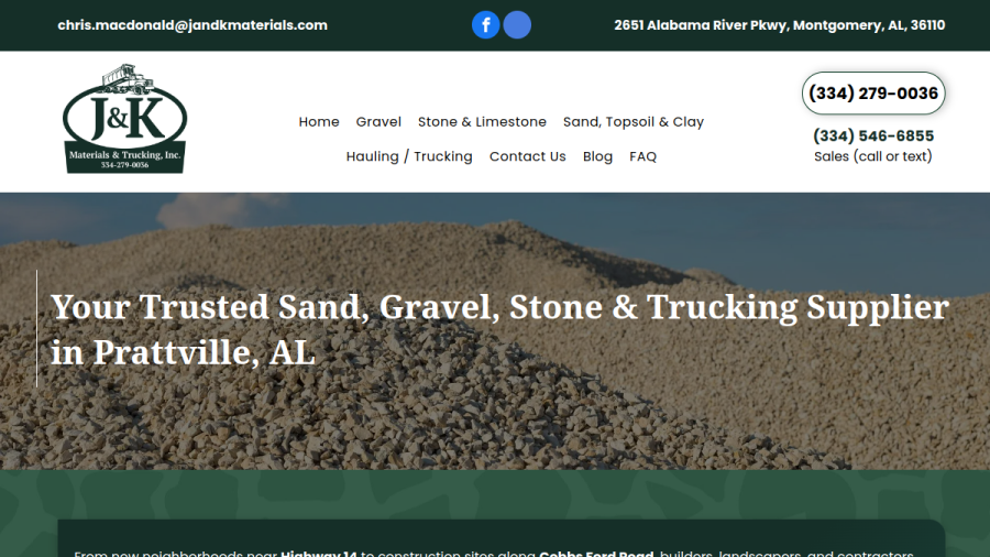 J & K Materials & Trucking Inc website