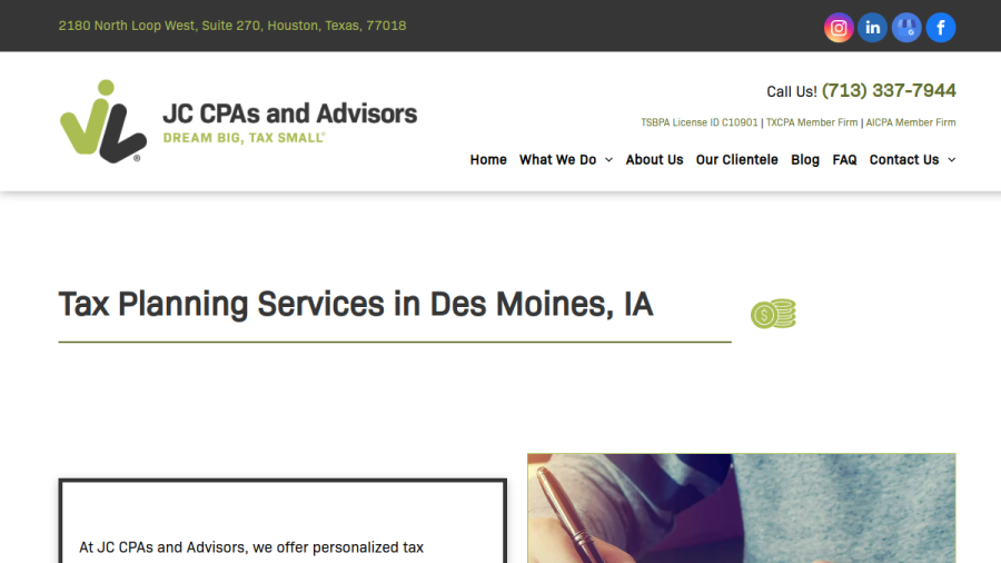 JC CPAs and Advisors website