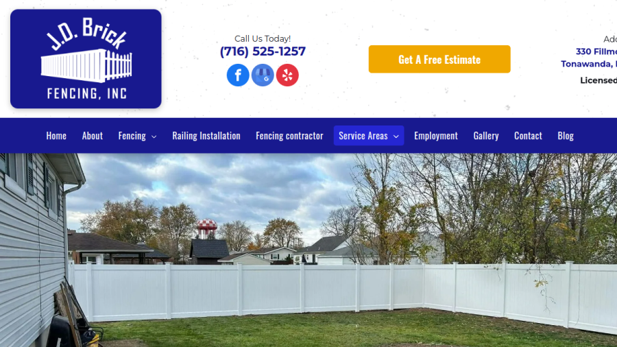 Screenshot of the J.D. Brick Fencing Inc. website