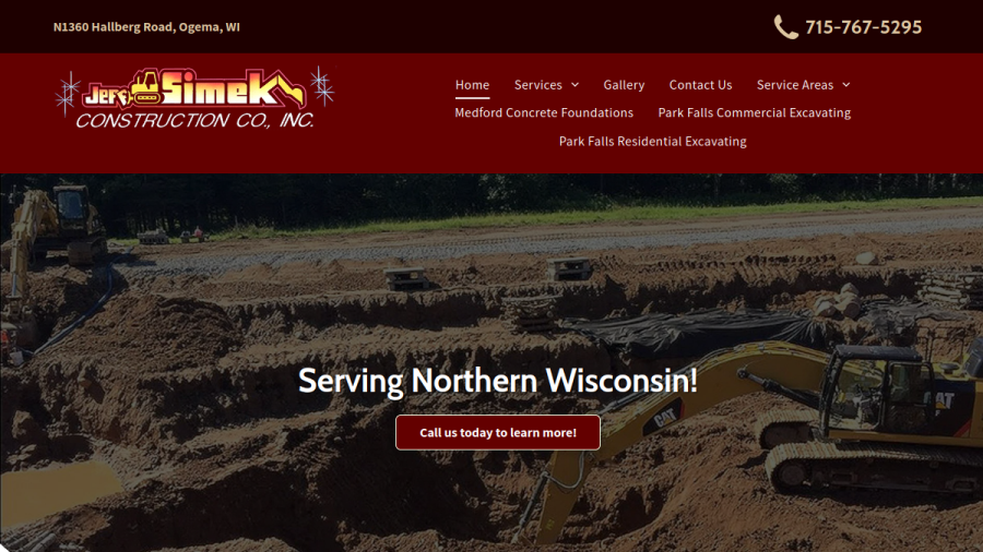 Screenshot of the Jeff Simek Construction Co Inc website
