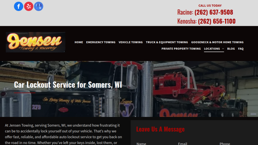 Jensen Towing website