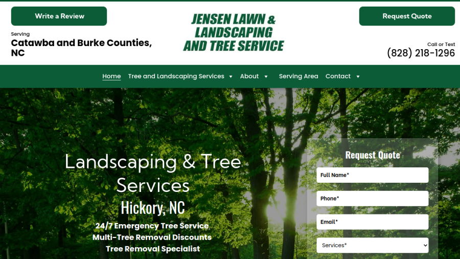 Jensen Lawn & Landscaping and Tree Service website