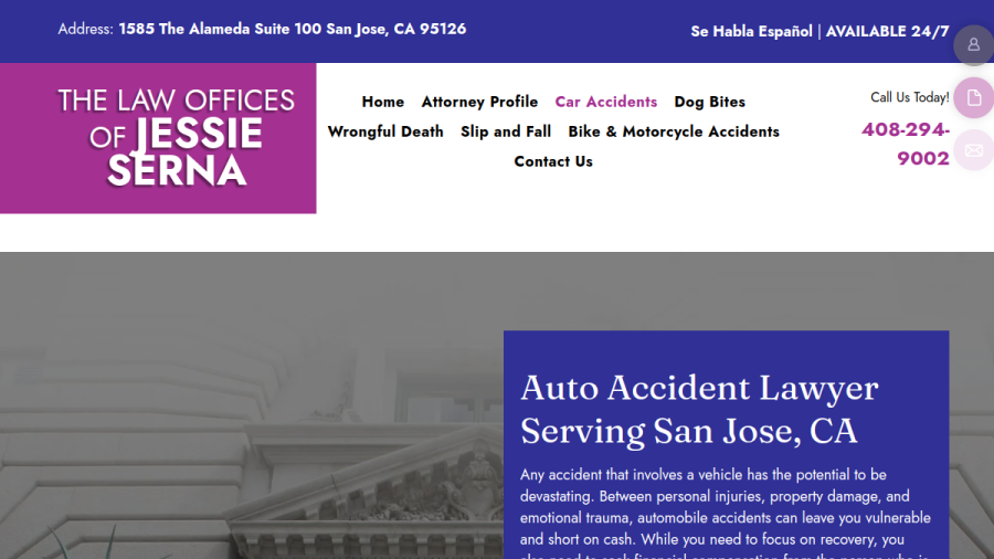 Website screenshot of Law Offices of Jessie Serna