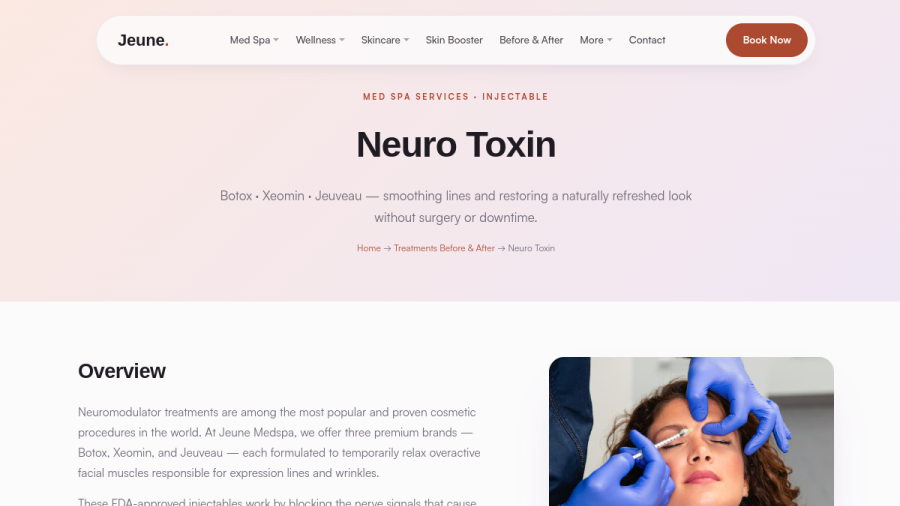 Jeune MedSpa website screenshot