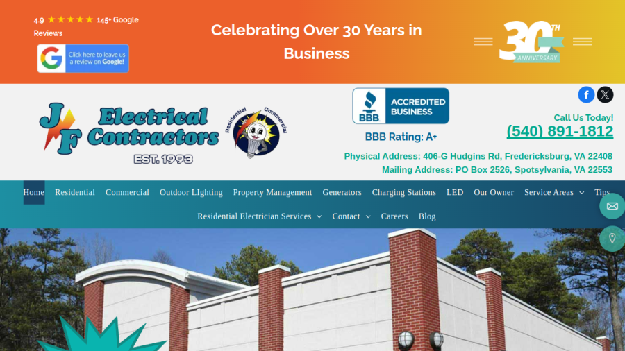 JF Electrical Contractors, Inc website screenshot