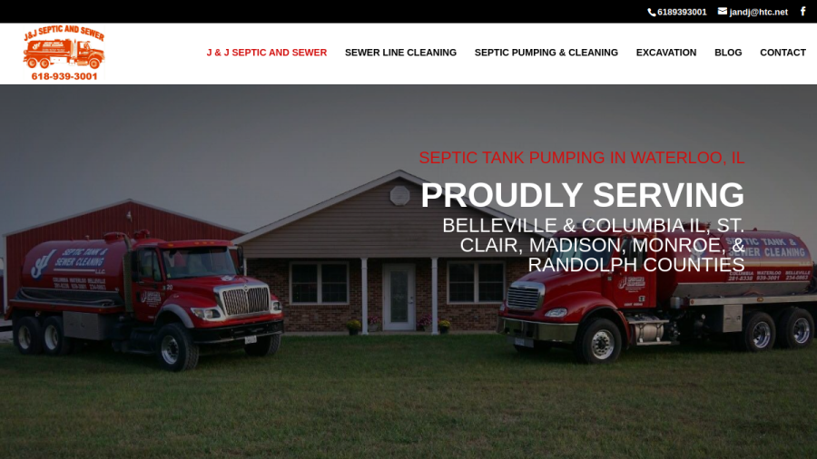 Screenshot of the J & J Septic & Sewer Cleaning website