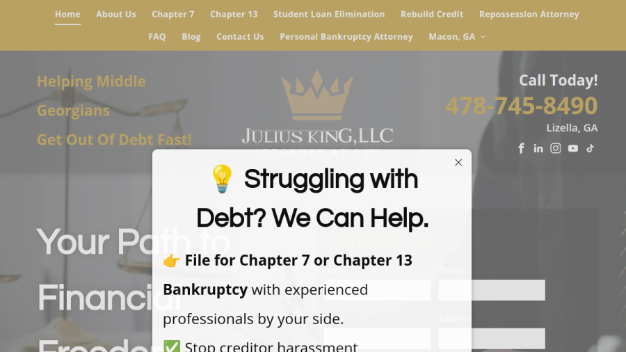 Screenshot of the Julius King Atty At Law LLC website