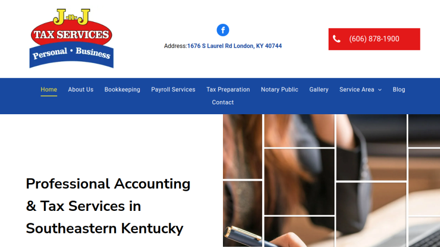 Screenshot of J N J Tax Services INC website