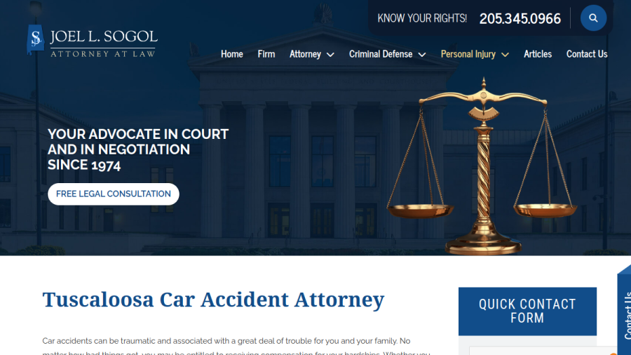 Screenshot of the Joel L. Sogol, Attorney at Law website