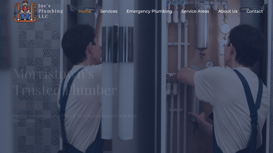 Screenshot of the Joe's Plumbing LLC website