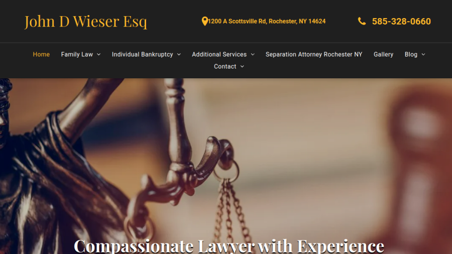 Website screenshot of John D Wieser Esq, PC