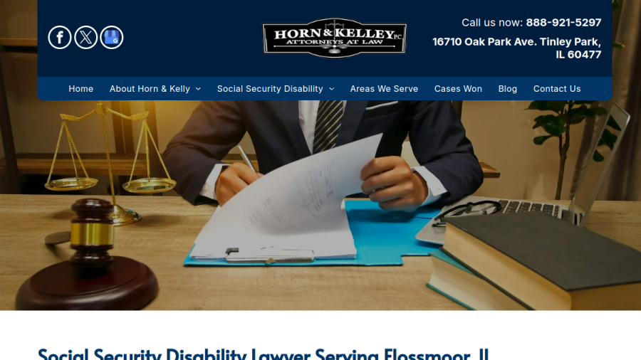 Website screenshot of Horn & Kelley, PC Attorneys at Law