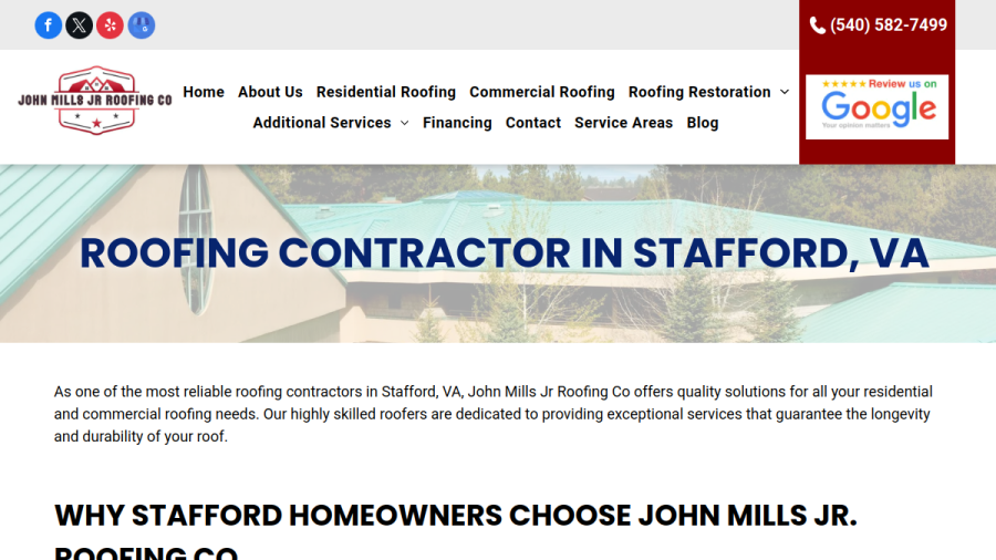John Mills Roofing website screenshot